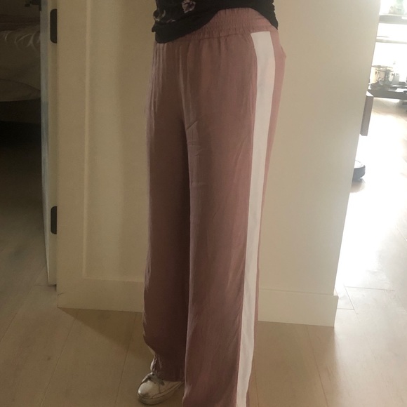 Sweaty Betty Pants - Sweaty Betty pink silk wide leg track pants. #WFH Sweaty Betty Pants - Sweaty Betty pink silk wide leg track pants. #WFH
